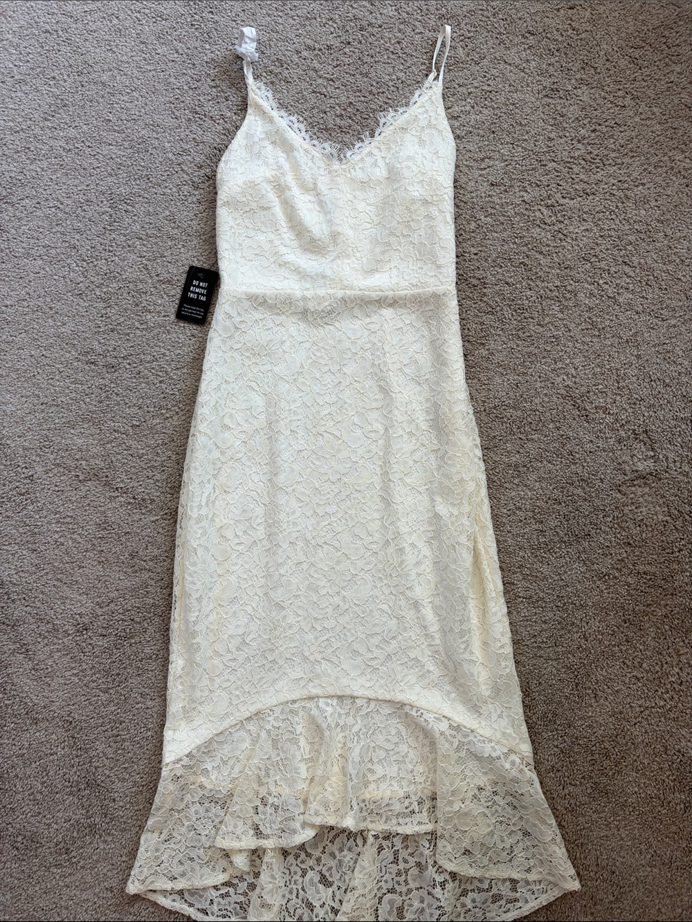Express Ivory Lace High-Low Slip Dress